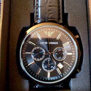 Emporio Armani Black Leather Chrono A1826